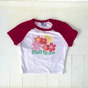 Spread The Love Graphic Baseball Cropped Tee